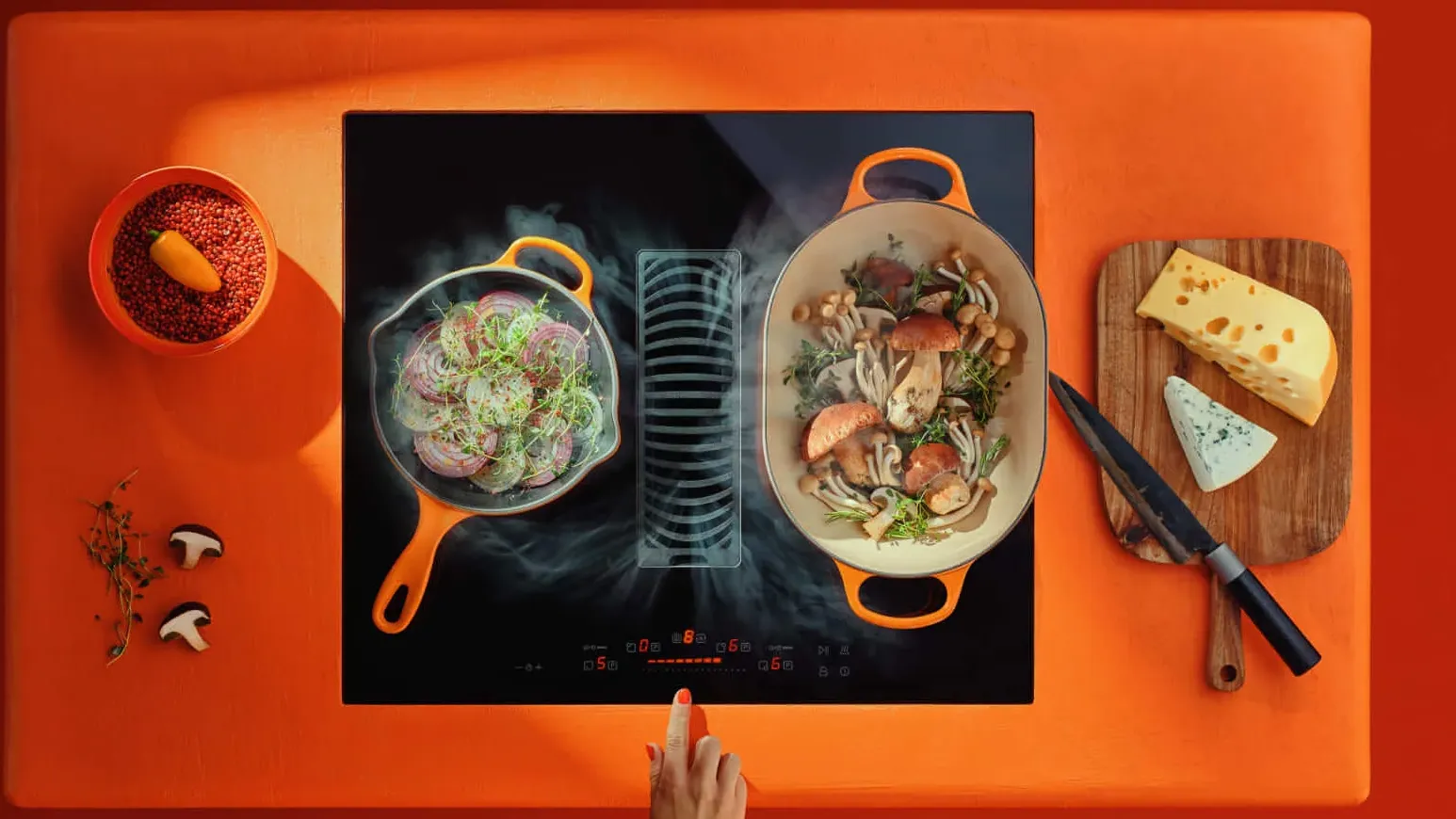 Okapy zintegrowane z płytą grzewczą